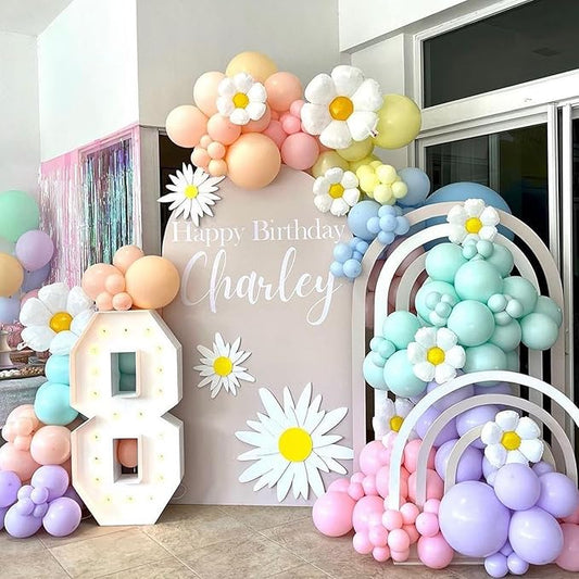 Beliueyes 151pcs Balloon Garland Arch Kit, Daisy Light Purple Blue Cyan Yellow Blush Pink Balloons for Fall Bridal Shower Baby Shower Birthday Theme Party Decorations