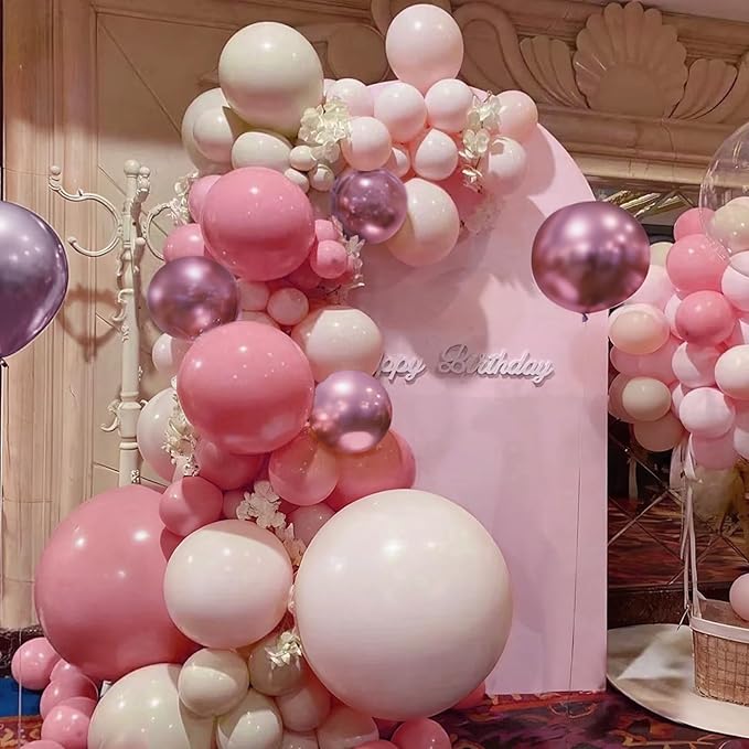 Dusty Pink Balloon Arch Kit, 166Pcs Pastel Nude Light Pink Metallic Balloons Garland for Wedding Bridal Baby Shower Princess Girl Women Birthday Party Decorations