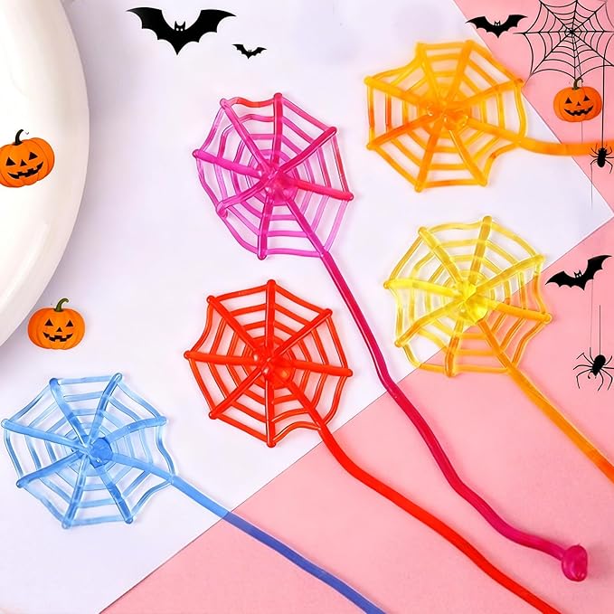 50 Pcs Spider Web Sticky Hands for Kids Bulk Halloween Party Favors Decorations,Pinata Stuffers for Kids,Spider Webs for Classroom Prizes,Halloween Goodie Bags Stuffers Sticky Hands Toys for Boys Girl