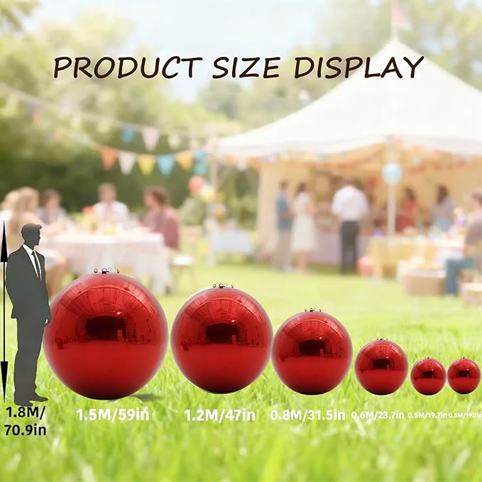 6PCS Red Inflatable Mirror Ball,Big Shiny Balls Inflatable,Reusable PVC Mirror Balls,Large Hanging Balloon Disco Ball with Air Pump for Wedding Event Birthday Party Decor