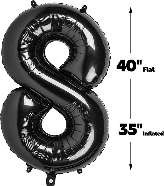 Black Number 80 Balloon - 40 Inch, Birthday Party Decorations, Anniversary & Graduation Supplies