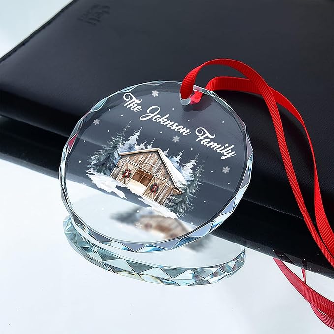 Personalized Crystal Christmas Ornaments with Photo, Custom Christmas Photo Tree Glass Ornaments, Elegant Crystal Keepsake for Family, Couples, Weddings & Christmas 2025 Gifts (#PGO09)
