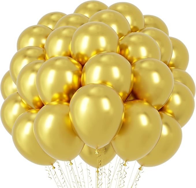 Metallic Gold Balloons, 66pack 12inch Chrome Gold Latex Party Balloons for Graduation, Wedding, New Year, Birthday, Baby Shower, Anniversary Party Decorations