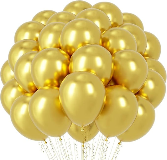 Metallic Gold Balloons, 66pack 12inch Chrome Gold Latex Party Balloons for Graduation, Wedding, New Year, Birthday, Baby Shower, Anniversary Party Decorations