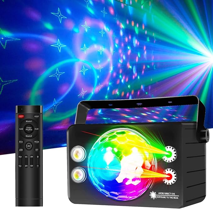 Disco Ball Light Party Lights Sound Activated with Remote Control for Parties Strobe Stage Lighting for Home Dance Karaoke Club Birthday Wedding Christmas Halloween Decor
