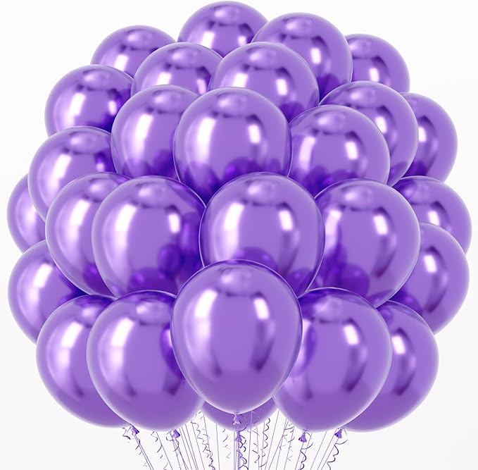 Metallic Purple Balloons, 66pack 12inch Chrome Purple Latex Party Balloons for Birthday Baby Shower Graduation Wedding Valentine's Day Gender Reveal Anniversary Party Decorations