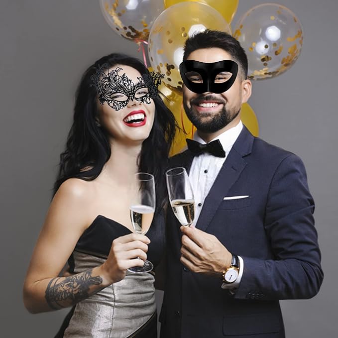 Erythem Couples Masquerade Mask Set - Venetian Party Masks for Women & Men - Halloween Costume & Mardi Gras