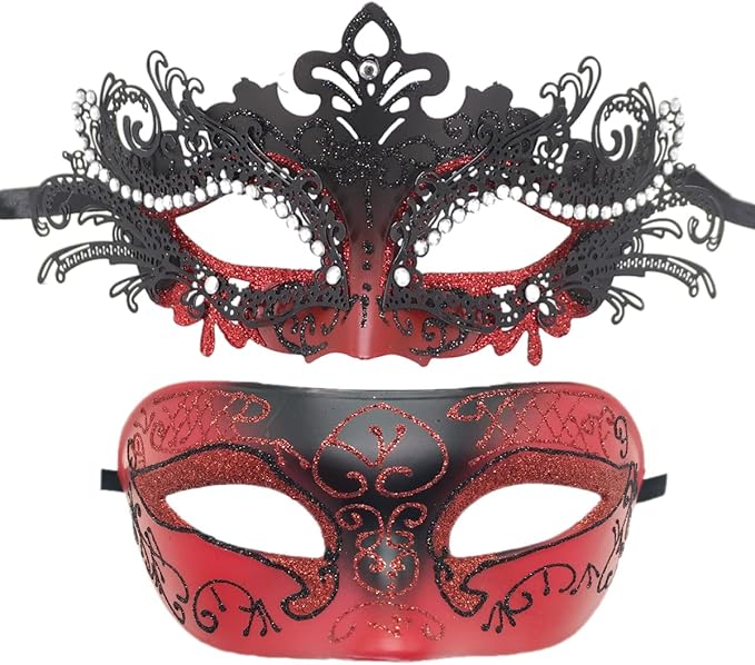 Coolwife Couples Masquerade Masks Metal Venetian Mardi Gras Party Evening Prom Costume Mask