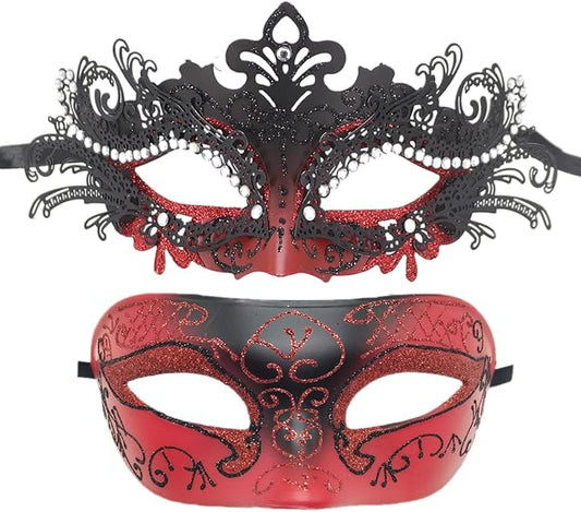 Coolwife Couples Masquerade Masks Metal Venetian Mardi Gras Party Evening Prom Costume Mask