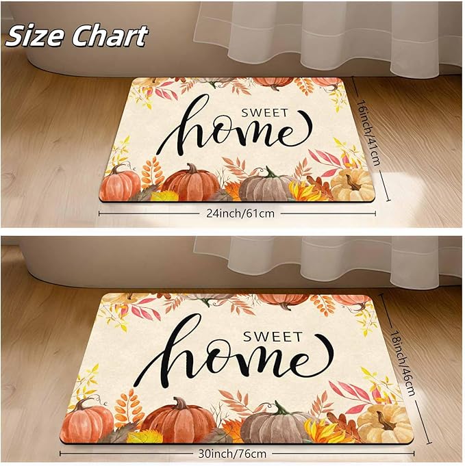 InterestPrint Thanksgiving Fall Door Mat Hello Fall Doormat Welcome Mat Front Outdoor Autumn Harvest Vintage Doormats for Autumn Halloween Thanksgiving Farmhouse Decor