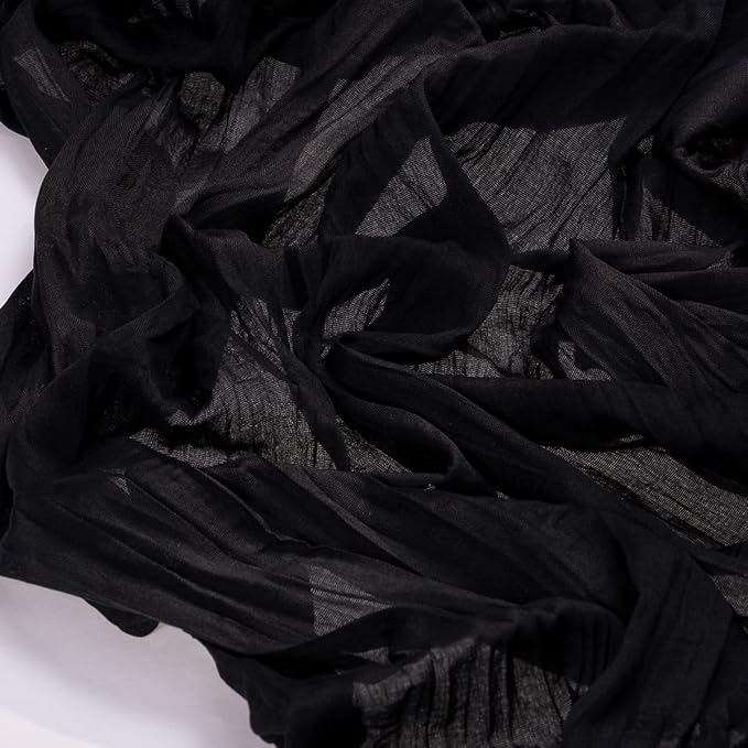 Socomi 10pcs Black Cheesecloth Table Runner Boho Rustic Gauze Fall Thanksgiving 120 inch 10FT Cheese Cloth Runner for Wedding Party Baby Shower Birthday Home Decor Holiday Decorations