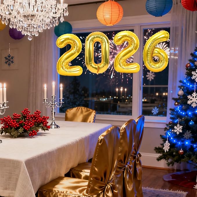 Gold 2026 Balloons New Years Balloons 2026 Balloon Nnumbers for Happy New Year Decorations 2026 Signs Graduation Anniversary Balloons Decor