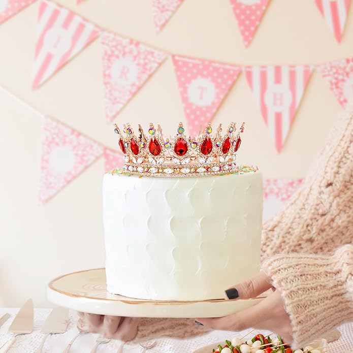 Gold Crown for Women, Crystal Queen Tiaras Headband Wedding Bridal Hair Accessories, Birthday Party Prom Cake Topper