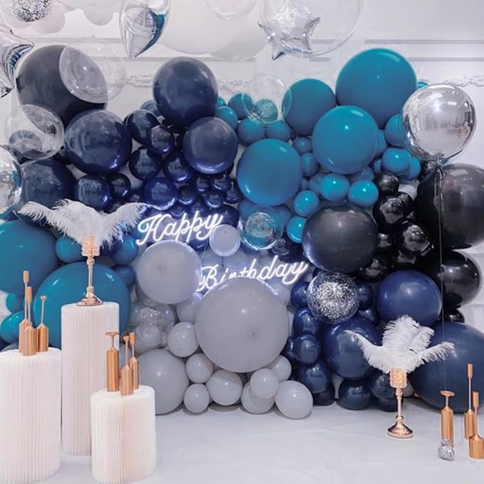 PartyWoo Metallic Navy Blue Balloons 50pcs 12 Inch Chrome Blue Balloons for Graduation Baby Shower Bridal Shower Gender Reveal Engagement Teacher Appreciation Birthday Party Decorations Blue-G113