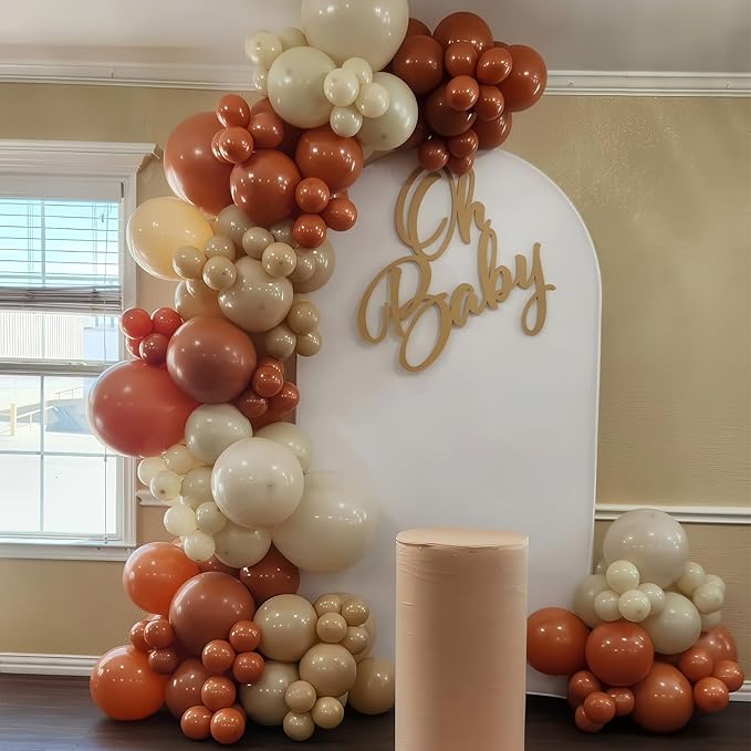 Brown Balloons Garland Arch Kit, Retro Brown Nude Balloons Arch, Tan Ivory Balloon, Burnt Orange White Sand Balloon for Thanksgiving Fall Autumn Pumpkin Neutral Baby Shower Birthday Party Decorations