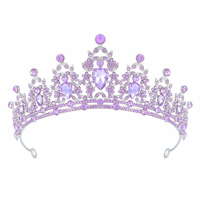 Tiara Crown for Women, Headband Hair Accessories for Birthday Wedding Party Costume (C-Purple)