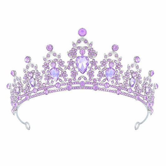 Tiara Crown for Women, Headband Hair Accessories for Birthday Wedding Party Costume (C-Purple)