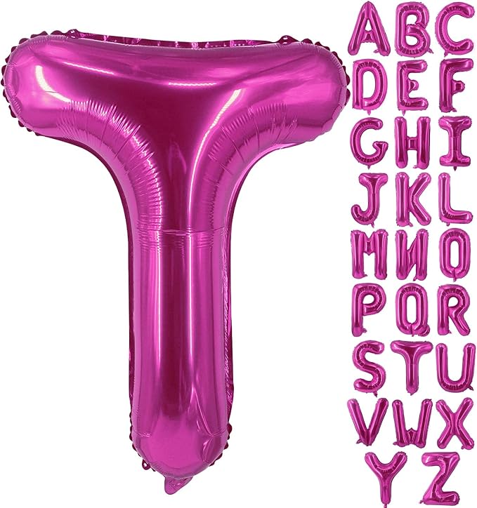 Lovoir 40 Inch Large Hot Pink Letter T Balloons Big Size Jumbo Mylar Foil Helium Balloon for Birthday Party Celebration Decorations Alphabet Hot Pink T