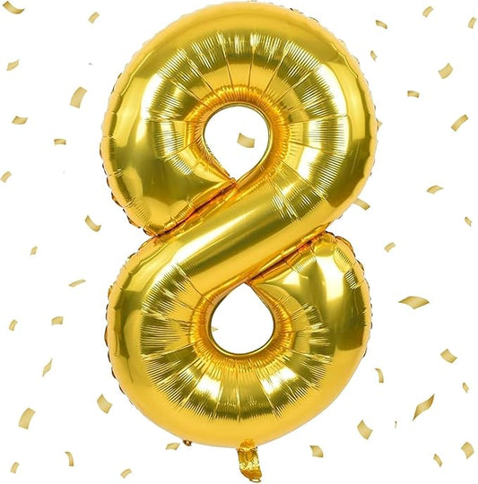 40 inch Gold Number Balloon Giant Foil Helium Balloons Gold Number 8 Balloon for 8th Birthday Party Anniversary Decorations Supplies