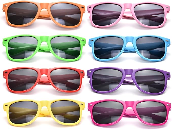 Pibupibu Neon Colors Party Favor Supplies Unisex Sunglasses Pack of 8