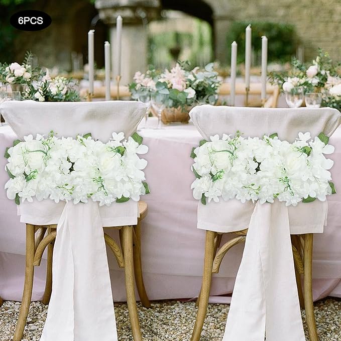 6 Pack Artificial Peony Garland,Wedding Arch Artificial Flower Panels,Flowers Wall Backdrop Panel for Wedding Dining Table Christmas Home Party Decor (White)