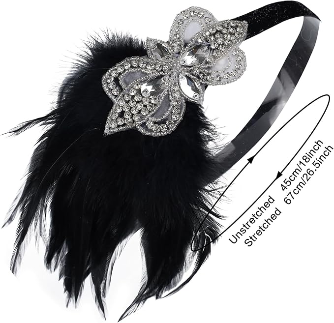 Women flapper feather headband for 1920s theme party Gatsby Headpiece for 20S Party