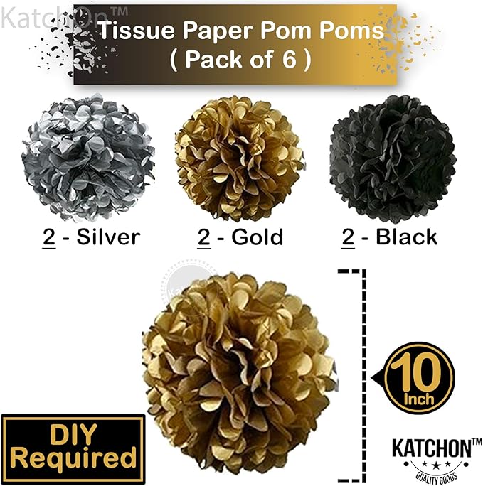 KatchOn, Black and Gold Graduation Party Decorations 2025 - Pack of 34 | We Are So Proud of You Banner | Grad Hanging Swirls with Pomp Poms for 2025 Grad | Graduation Decorations 2025