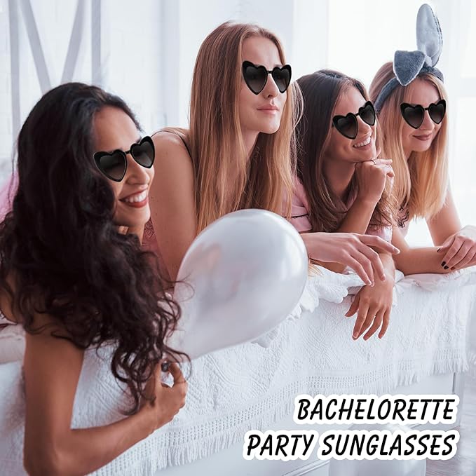 12 Pack Bachelorette Sunglasses Heart Shaped Sunglasses Vintage Heart Glasses for Women Wedding Party Decor