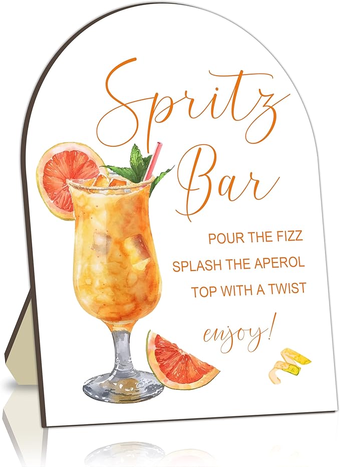 Aperol Spritz Bar Sign, Cocktail Bar Recipe Sign for Wedding, Bride Party Cocktail Ingredients Table Signs, Homemade Cocktails Station Board, DIY Cocktails Drink Recipe for Bridal Shower Decorations