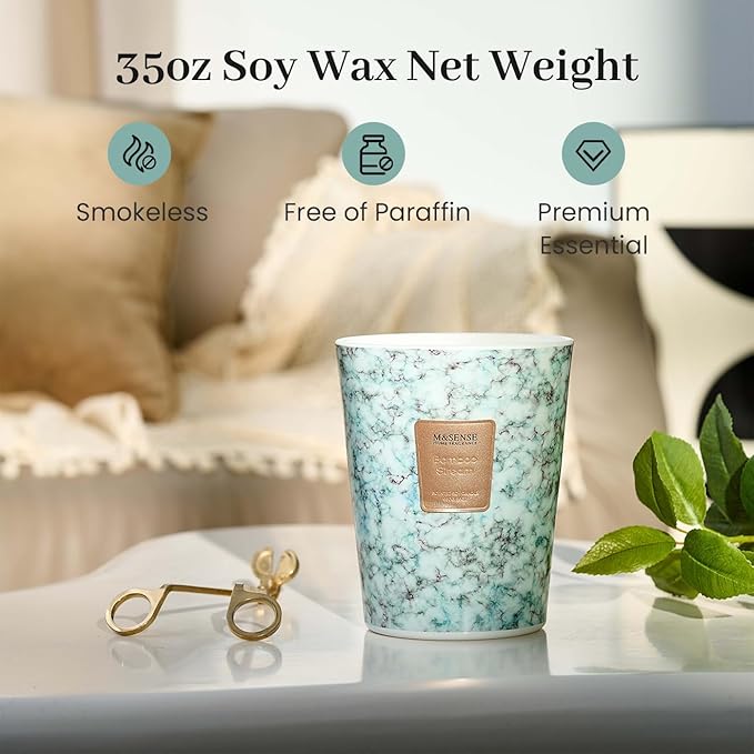 M&SENSE Extra Large Candle 35oz 150H BambooStream Scented, 3 Wick Highly Scented Jar Candle, XL Large Christmas Gift Candle for Women, Long Lasting Burning for Holiday, Thanksgiving, Christmas