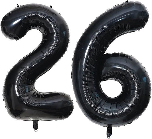 40 Inch Black 26 Number Balloons Giant 26 or 62 Balloons Black Birthday Balloons 26th or 62th Birthday Anniversary Events Party Decorations Supplies