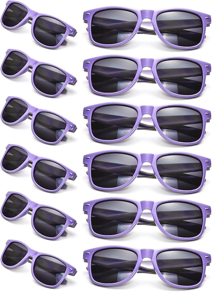 12 Pack Neon Colors Sunglasses Classic Retro Party Favors Sunglasses for Unisex Adult