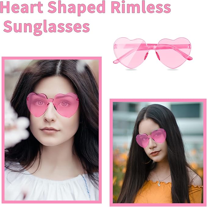 LEFIMOT 12 Pairs Heart Sunglasses for Women Heart Shaped Sunglasses Bulk Colorful Heart Glasses for Party Favor