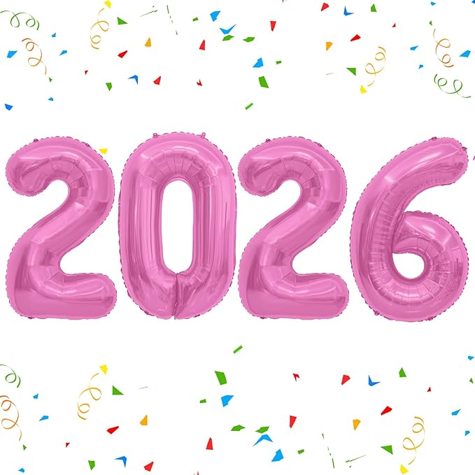 2026 Balloons, Number Balloons 2026 Balloon Numbers, 40 Inch Foil Number Balloon for New Year Eve Festival Christmas Birthday Wedding Anniversary New Years Decorations Party Supplies Pink