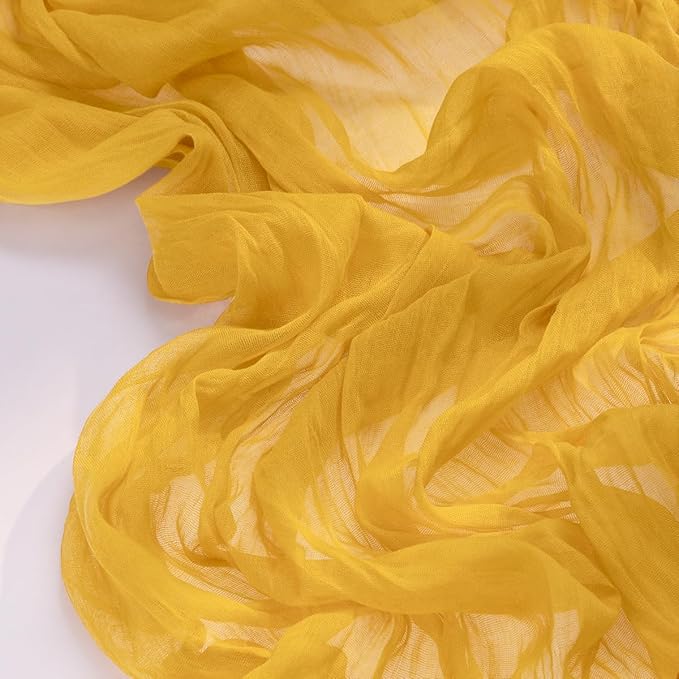 Socomi Gold Yellow Cheesecloth Table Runner Fall Thanksgiving Boho Rustic Gauze 120 inch 10FT Cheese Cloth Runner for Wedding Party Baby Shower Birthday Home Decor Holiday Decorations