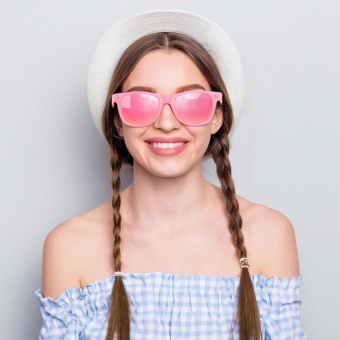 Pibupibu 10/20 Pack Neon Sunglasses for Women Men Bulk, Wholesale 80s Retro Colorful Mirrored Party Glasses Adult Unisex