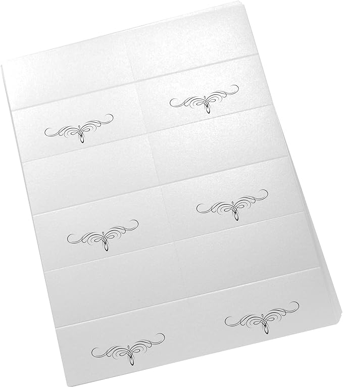 Decadent Flourish Printable Place Cards, Black (Choose Color), Set of 60 (10 Sheets), Laser & Inkjet Printers - Wedding, Party, Dinner, and Special Events - Made in the USA
