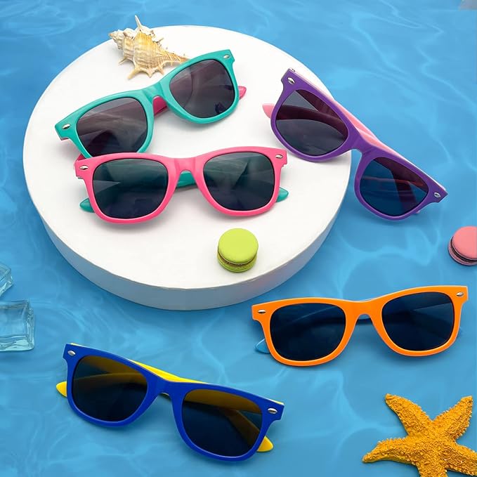 Pibupibu Kids Neon Colors Party Favor Supplies Unisex Sunglasses Pack of 8
