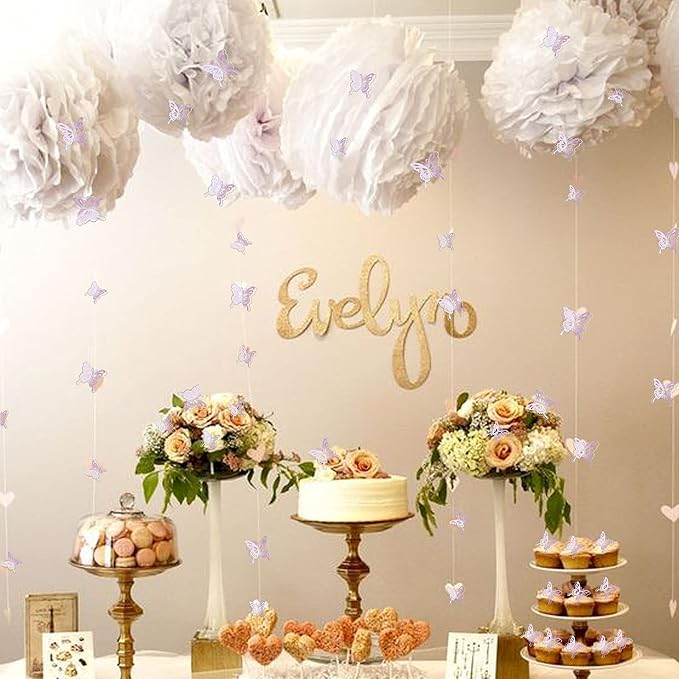 40 PCS Mixed Size Pink Butterfly Cupcake Toppers Hollow Art 3D Butterfly Cupcake Decorations Baby Shower Wedding Anniversary Kids Birthday Party Cake Wall Decorations Supplies