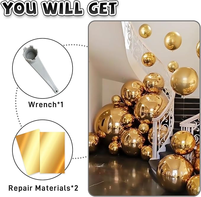 59in Inflatable Mirror Ball,Shiny Inflatable Ball Silver/Gold/Iridescent, PVC Hanging Large Disco Ball Decor for Party, Concerts, Stage, Wedding Decoration (1 Piece,Without Air Pump)
