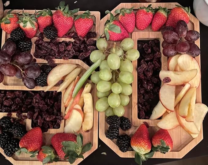 15.8'' Bamboo Wooden Number Charcuterie Board Box, Fillable Number 2 Serving Tray, Wood Charcuterie Boards for Fruit Cheese Platter Vegetable Food Dish Plates, Anniversary Birthday Party Decoration