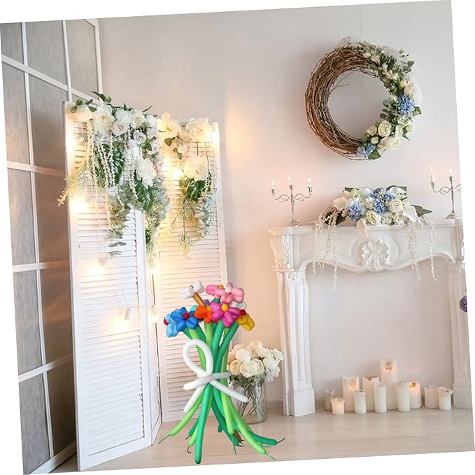 Generic Long Balloons Bouquet for Birthday Wedding Party Decorations DIY Twisting Balloons Kit for Indoor Outdoor Festive Atmosphere Lightweight and Easy to Inflate