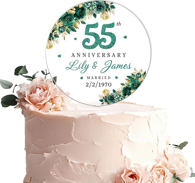 Personalized 55th Anniversary Acrylic Cake Topper, 55 th Anniversary Decorations, 55 Wedding Decor