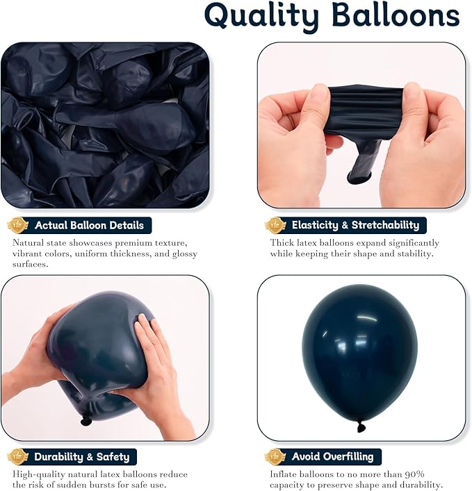 Navy Blue Balloons 125 PCS Different Sizes 18 12 10 5 Inch Dark Blue Balloon Arch Kit Garland for Birthday Party Baby Shower Graduation New Year Weddings Father's Day Party Decorations