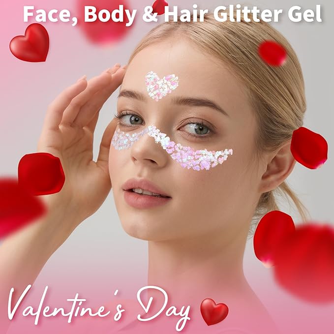 Teenitor Body Glitter Gel, Face Glitter Gel, 6 Colors Face Paint for Concerts Festival Rave Accessories for Women