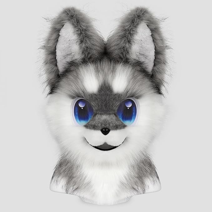 Animal Full Head Dog Mask Fursuit Therian Plush Realistic Masks for Party Halloween Cosplay Costume Accessory