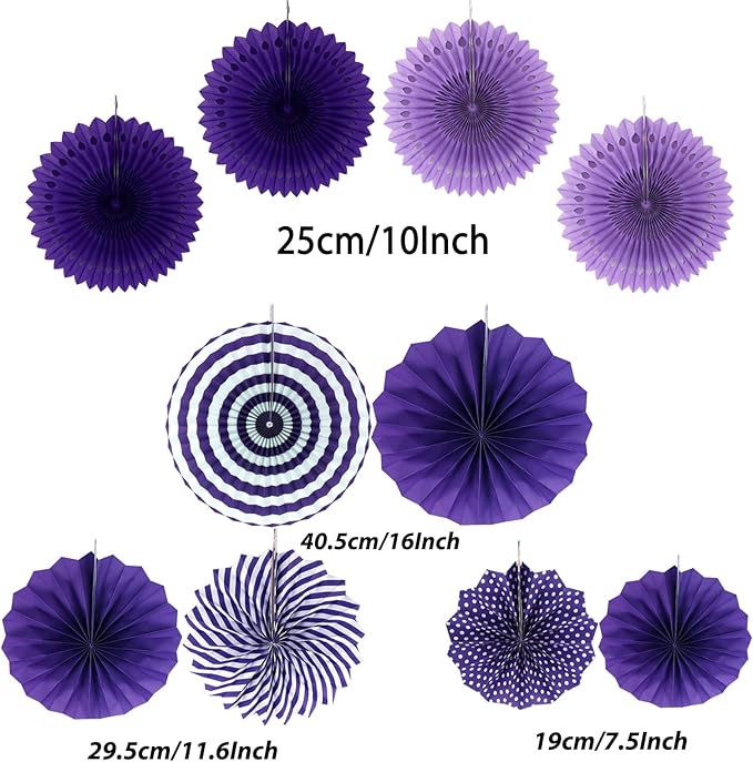 ZERODECO Party Decorations, 41 Pcs Purple Papar Fans Pompoms Garlands String Tissue Paper Tassel for Fiesta Home Bridal Baby Shower Wedding Boy Girl Birthday Party