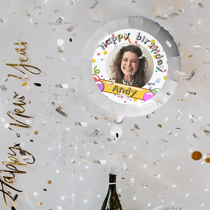 Custom Balloons Photo Text Party Personalized Picture Balloons with logo Names Balloons First Birthday, Birthday Party, 16 years old Party, Christmas Party Balloon With Stand and Pump