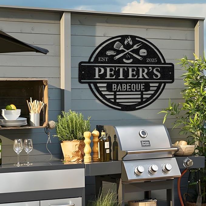 Personalized Metal Barbecue Wall Sign, Custom Barbecues Sign for Outdoor, Large BBQ, Barbecue Metal, Custom BBQ & Grill Signs, Father's Day Gift, Gift for Dad, Grandpa /3