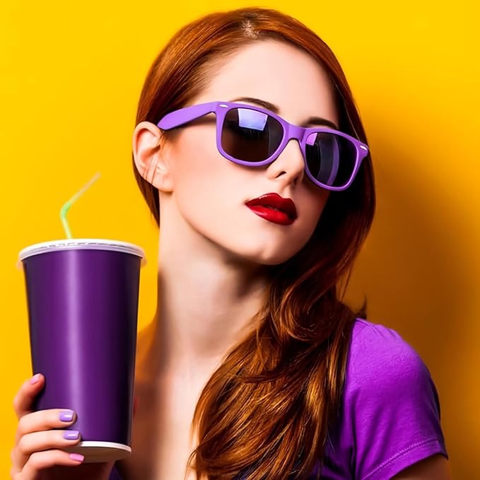 Fsmiling Purple Sunglasses Bulk Adult Party Sunglasses 80s Sunglasses Pack for Men Women Mardi Gras Party Favors-10Pack